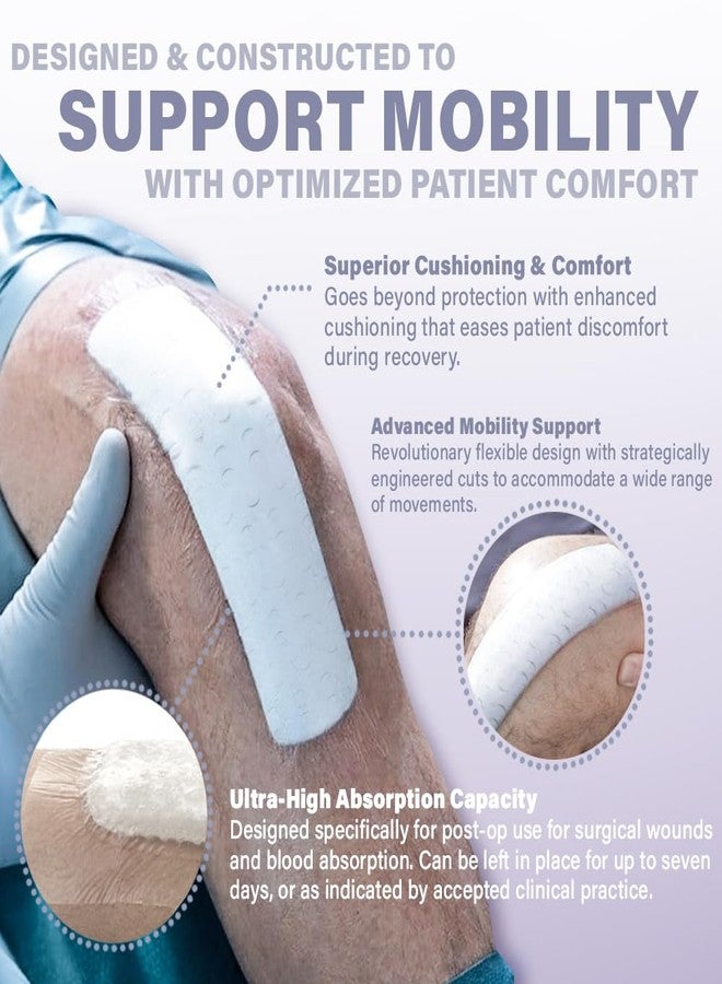 EVERLIT CARE EVERLIT Post-Surgical Dressing | Sterile Waterproof Adhesive Dressing for Post-Operative Wound Care | Hypoallergenic Silicone Coated Bandage for Surgical Incision Pack of 5 (4" x 8") - Image 4